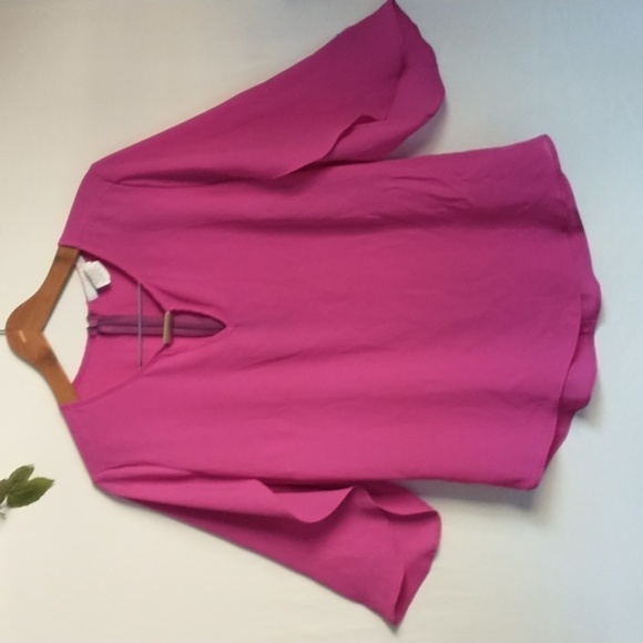 CKLass Business Casual Flutter Sleeve Dress Blouse Work Office Top Size Large - Picture 1 of 6